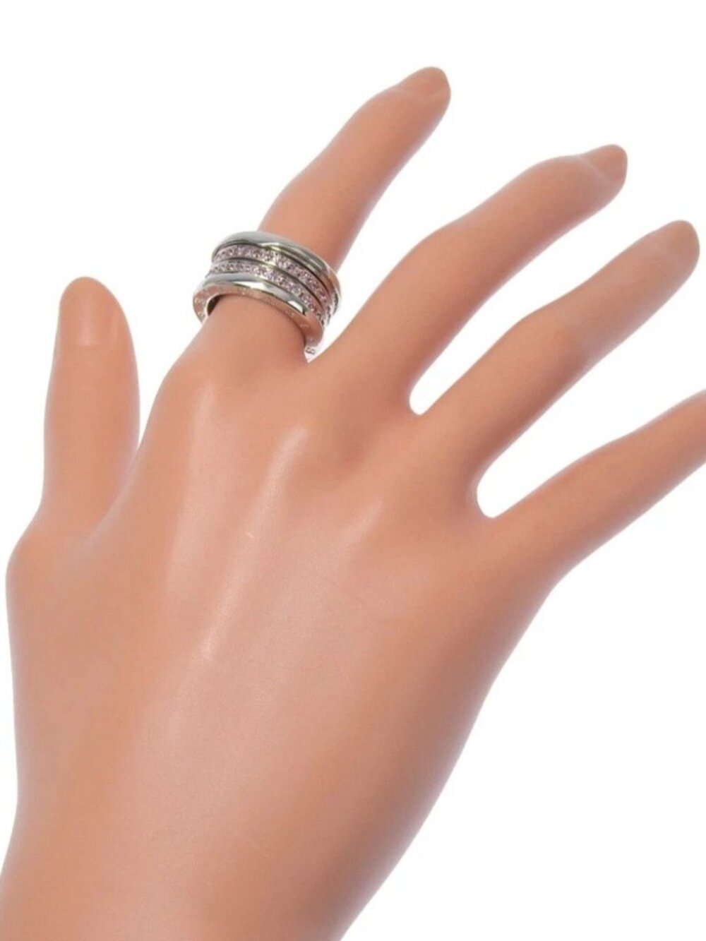 BVLGARI B-zero1 Ring Be zero one 4 bands K18 white gold/Pink tourmaline #6...